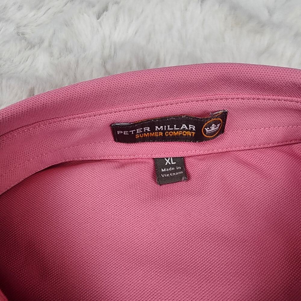 Peter Millar Men Summer Comfort Golf Performance Polo Shirt Short Sleeve Pink XL - Picture 2 of 5